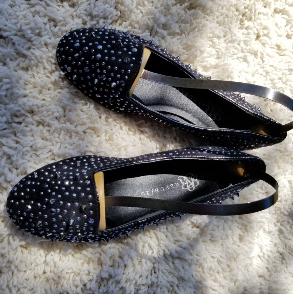 Rock & Republic Black Flats 
Silver Studs